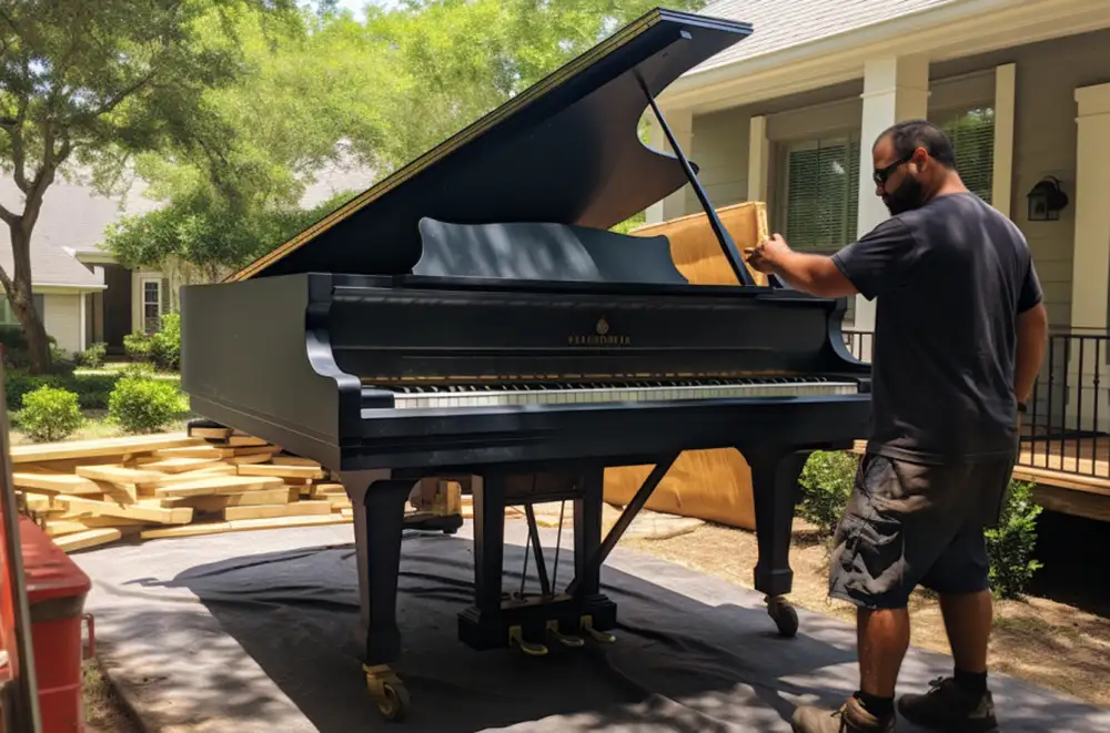 piano mover moving a piano in fayetteville texas