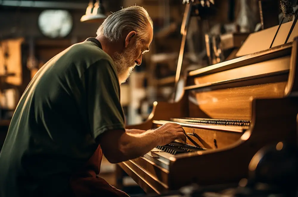 old man tuning piano