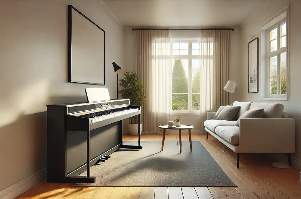 digital piano in a room