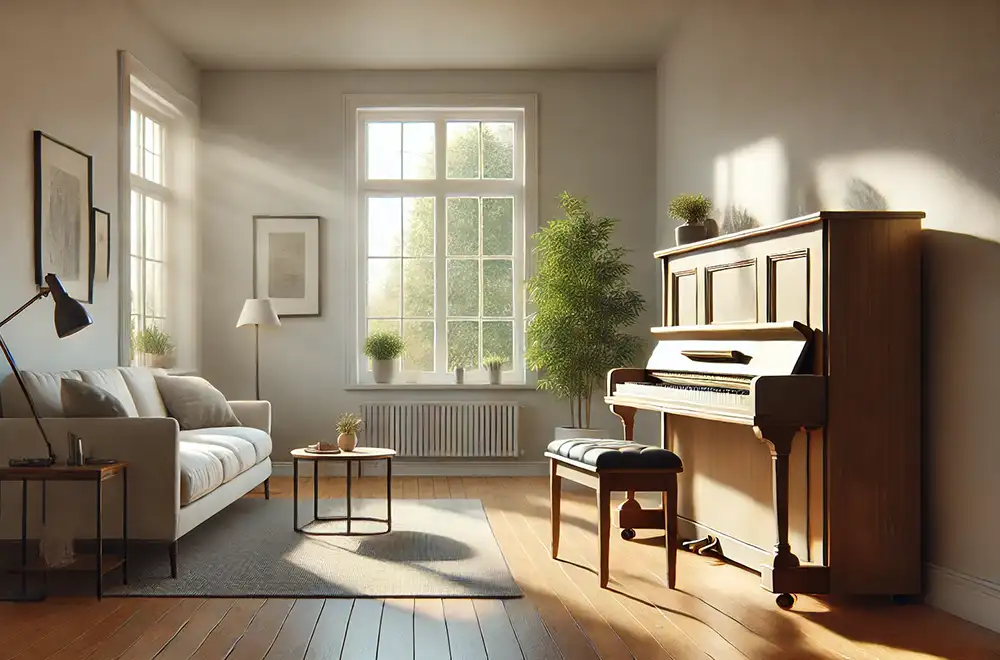 upright piano in a room